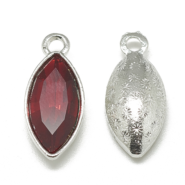 

PandaHall Alloy Glass Pendants, Faceted, Horse Eye, Platinum, Red, 20x9x5mm, Hole: 1.5mm Alloy+Glass Horse Eye Red