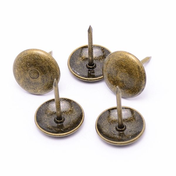 

PandaHall Iron Round Head Furniture Nails, Sofa Foam Nails, for Furniture Decoration, Antique Bronze, 22x17.5mm, Pin: 1.8mm Iron