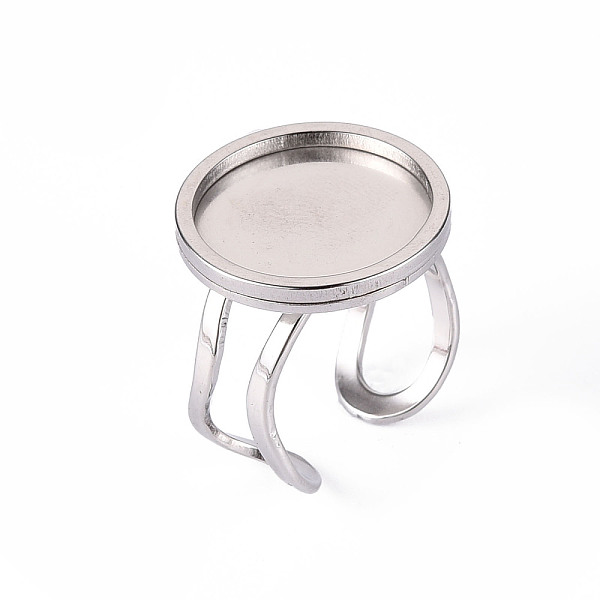 

PandaHall 201 Stainless Steel Cuff Pad Ring Settings, Laser Cut, Stainless Steel Color, Tray: 16mm, US Size 7 1/4(17.5)~US Size 8(18mm) 201...