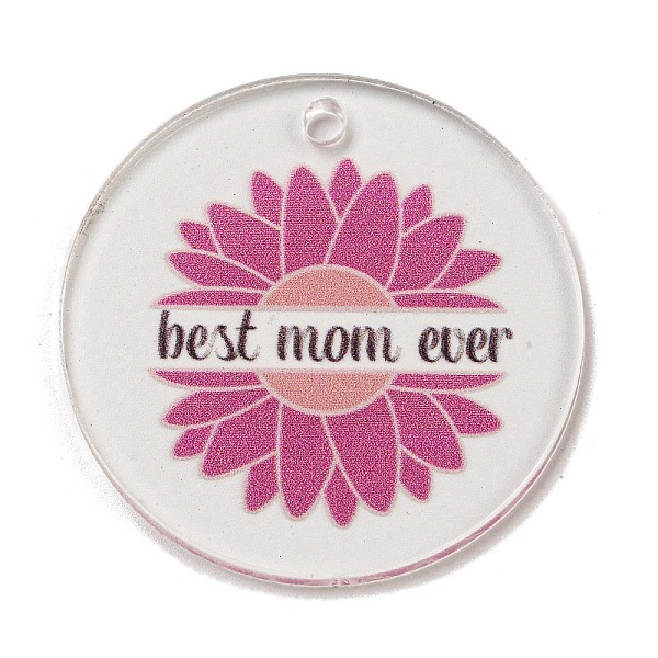 

PandaHall Mother's Day Opaque Acrylic Pendants, Flat Round with Word, Old Rose, 45x3mm, Hole: 3.5mm Acrylic Flat Round