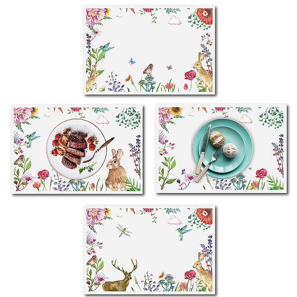 Tapis de table rectangle avec motif animalier en coton et lin