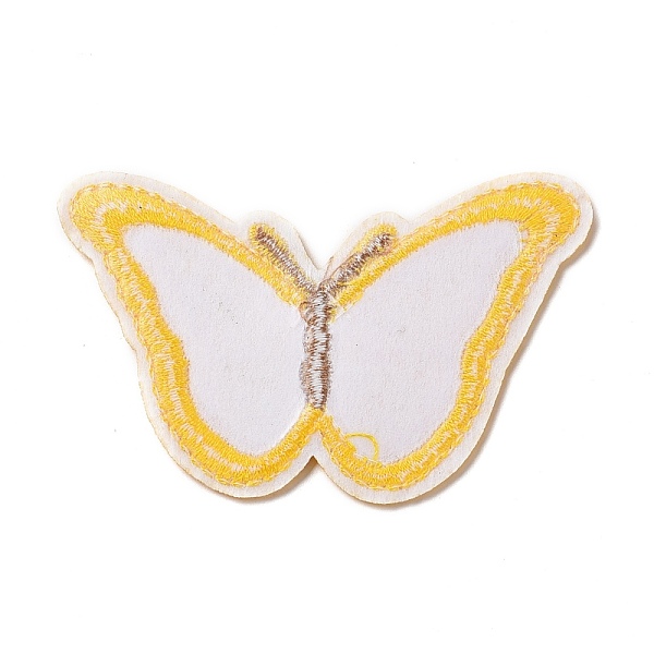 

PandaHall Computerized Embroidery Cloth Iron on/Sew on Patches, Costume Accessories, Butterfly, Gold, 48x79.5x2mm Cloth Butterfly Gold