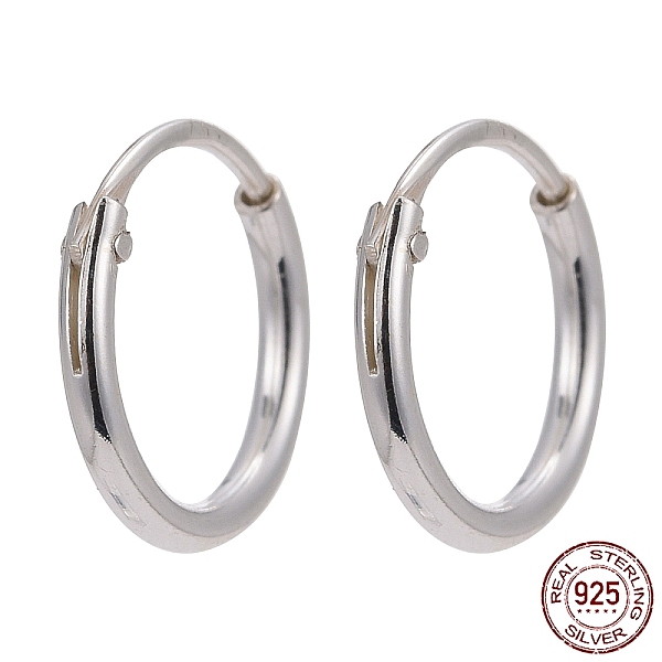 

PandaHall 925 Sterling Silver Hoop Earring Findings, Ring, Silver, 10x1.2mm, Pin: 0.7mm Sterling Silver Silver