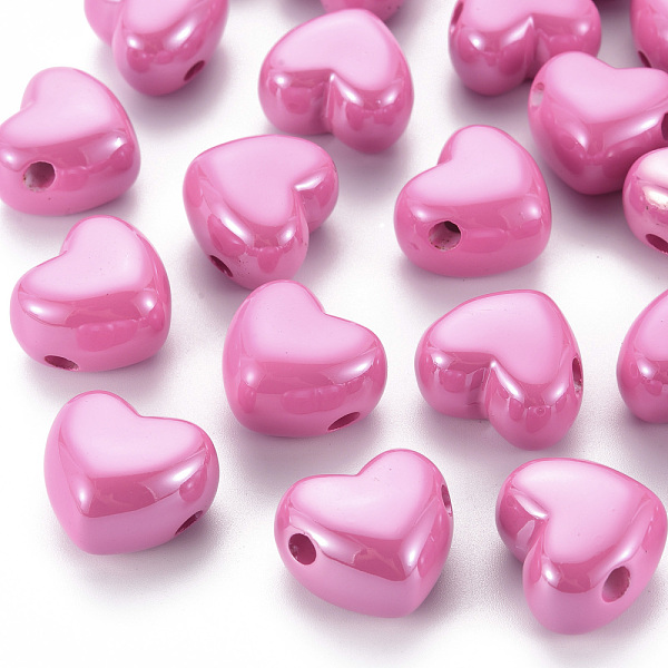 

PandaHall Opaque Acrylic European Beads, Large Hole Beads, Pearlized, Heart, Camellia, 19.5x21.5x14.5mm, Hole: 4mm Acrylic Heart Pink