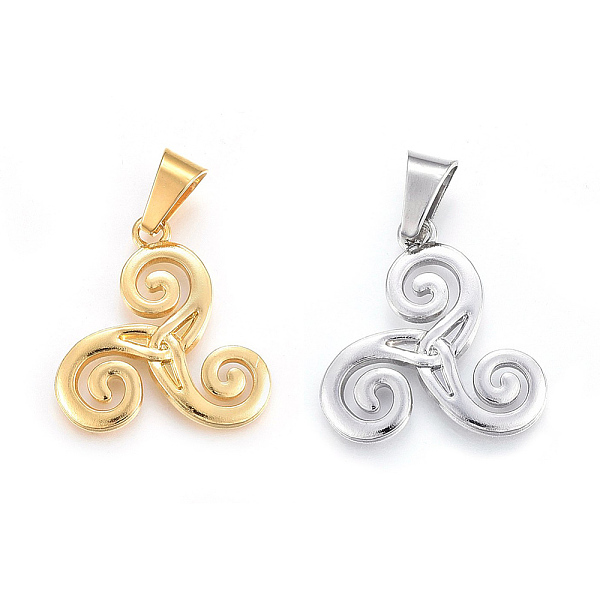 

PandaHall 304 Stainless Steel Pendants, Triskelion, Mixed Color, 29x28x2.5mm, Hole: 10x6mm 304 Stainless Steel Others Multicolor