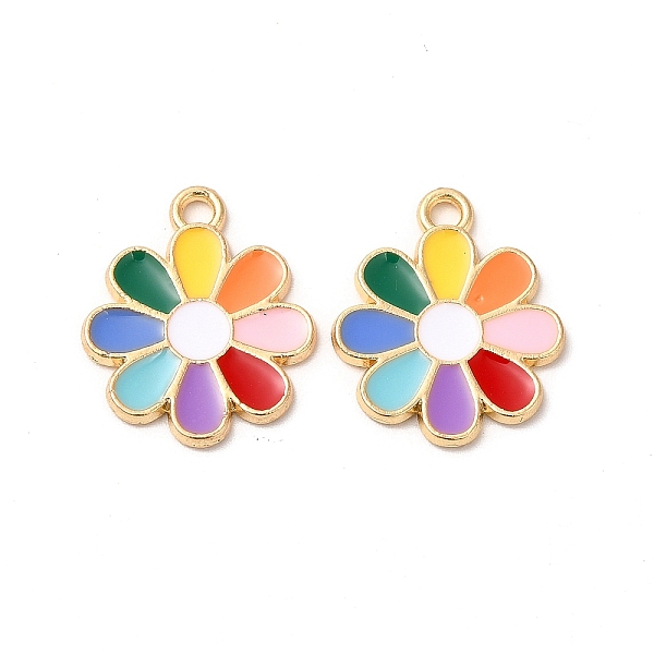 

PandaHall Alloy Enamel Pendants, Cadmium Free & Nickel Free & Lead Free, Golden, Flower Charm, Colorful, 18.5x16x1.5mm, Hole: 1.6mm...