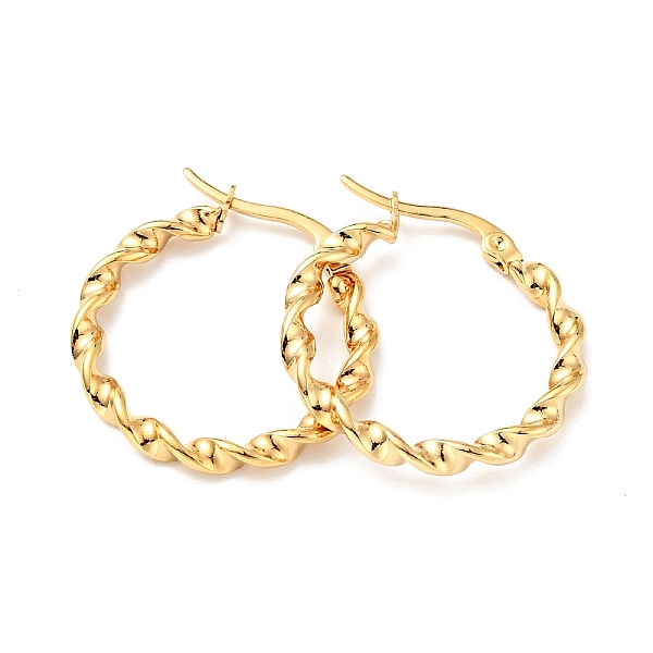 

PandaHall Vacuum Plating 201 Stainless Steel Twist Rope Hoop Earrings with 304 Stainless Steel Pins for Women, Golden, 26x3mm, Pin: 0.6mm...