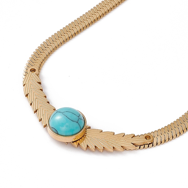 

PandaHall Synthetic Turquoise Pendant Necklace with 304 Stainless Steel Herringbone Chains, Golden, Golden, 16.54 inch(42cm) 304 Stainless...