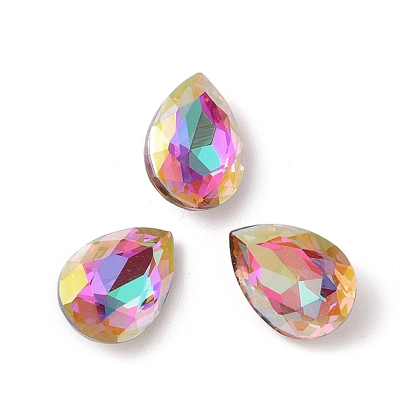 

PandaHall Glass Rhinestone Cabochons, Flat Back & Back Plated, Faceted, Teardrop, Heliotrope, 14x10x5.5mm Glass Rhinestone Teardrop Purple
