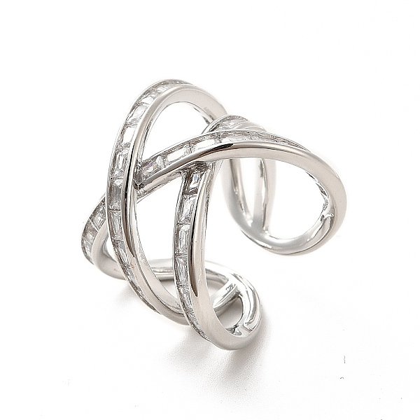 

PandaHall Clear Cubic Zirconia Criss Cross Open Cuff Ring, Brass Wide Hollow Ring for Women, Platinum, US Size 7 3/4(17.9mm) Brass+Cubic...