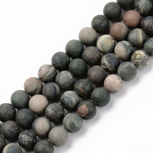

PandaHall Natural Green Jasper Beads Strands, Frosted, Round, 8mm, Hole: 1mm, about 45~46pcs/strand, 15.16 inch(38.5cm) Other Jasper Round