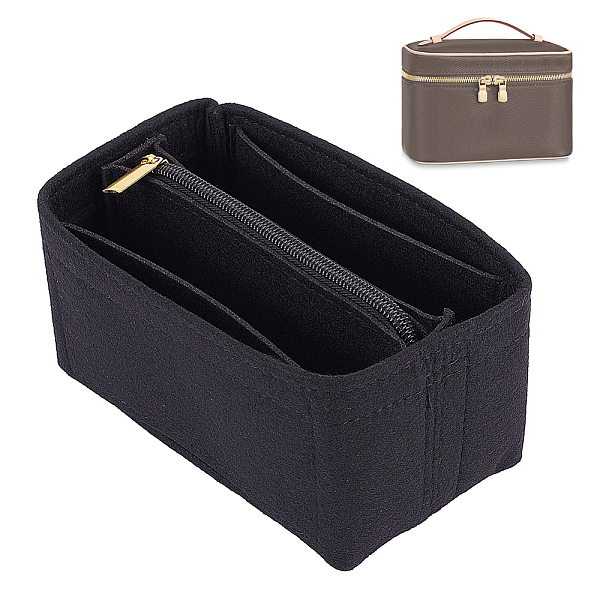 

PandaHall WADORN Felt Purse Organizer Insert, 2 Sizes Large Capacity Storage Bag Removal Inner Bag Multiple Compartments Bag Insert Soft..., Black