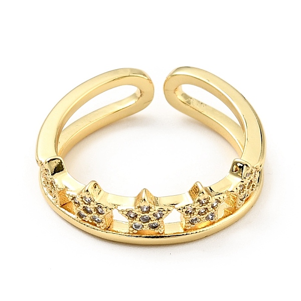 

PandaHall Cubic Zirconia Star Open Cuff Ring, Real 18K Gold Plated Brass Jewelry for Women, Cadmium Free & Lead Free, Clear, US Size 6 3/4...