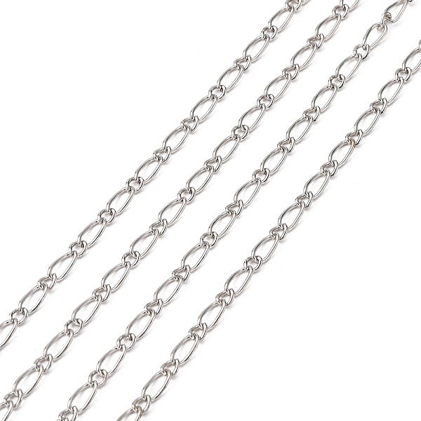 

PandaHall Nickel Free Iron Handmade Chains Figaro Chains Mother-Son Chains, Unwelded, Platinum Color, with Spool, Mother link: 4x8mm, Son...