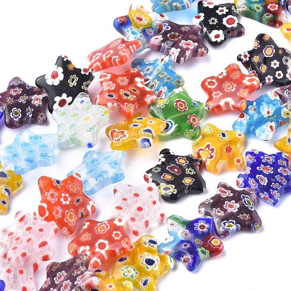 

PandaHall Star Handmade Millefiori Glass Beads Strands, Mixed Color, 20x21x4.5mm, Hole: 1mm, about 19pcs/strand, 12.5 inch Millefiori..., Multicolor
