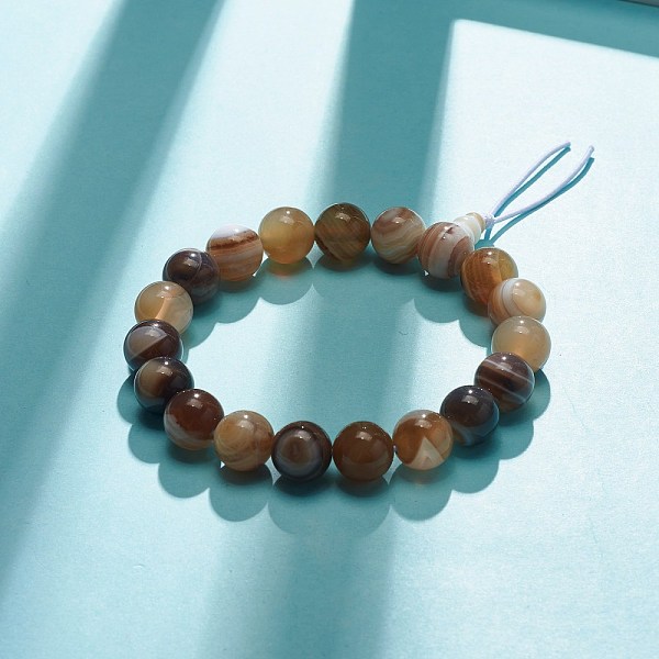 Natural Agate Round Beads Stretch Bracelet
