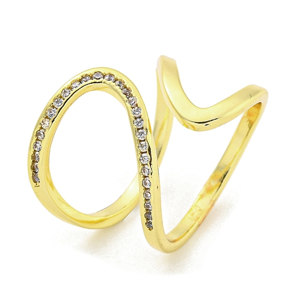 

PandaHall Brass Micro Pave Cubic Zirconia Cuff Rings, Open Rings for Women, Real 18K Gold Plated, Adjustable Brass+Cubic Zirconia Clear
