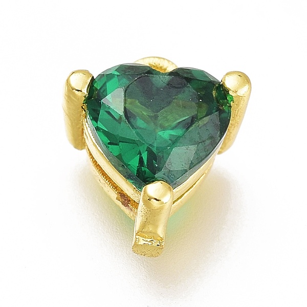 

PandaHall Brass Micro Pave Cubic Zirconia Charms, Long-Lasting Plated, Heart, Golden, Green, 7x6.5x4mm, Hole: 0.8mm Brass+Cubic Zirconia...