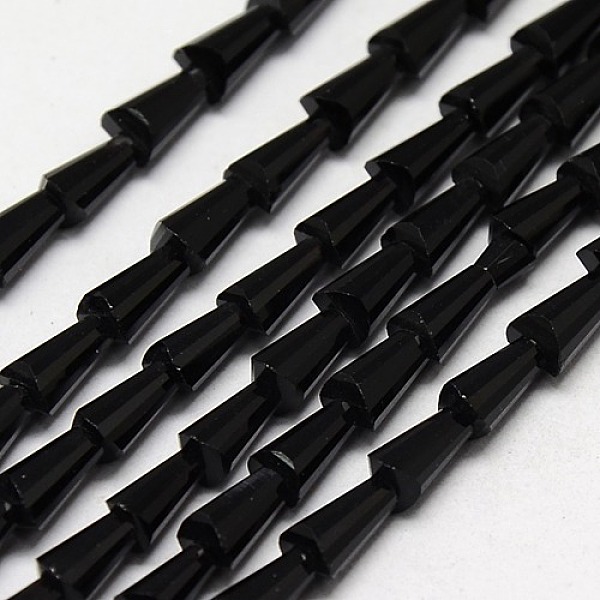 

PandaHall Glass Beads Strands, Faceted, Cone, Black, 7.5x4mm, Hole: 1mm, about 71pcs/strand, 20.4 inch Glass Cone Black