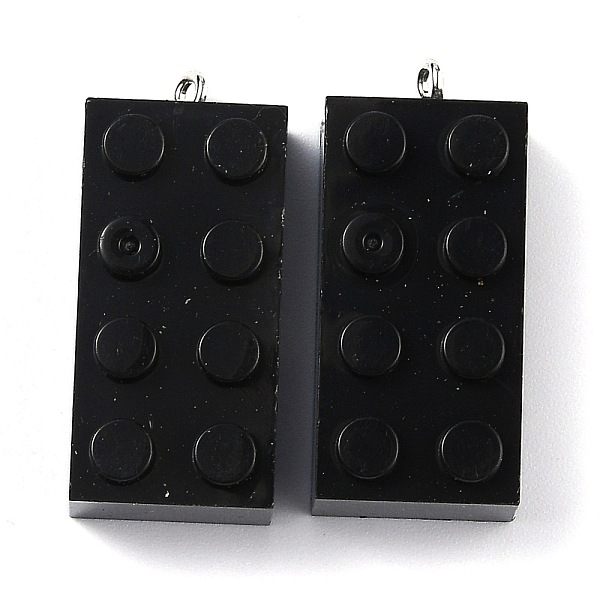 

PandaHall Opaque Acrylic Pendants, with Platinum Iron Loop, Long Rectangle Building Block Charms, Black, 36x16x11.5mm, Hole: 1.5mm...