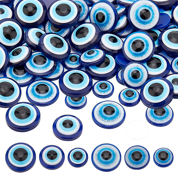 

PandaHall 300 Pcs Blue Evil Eye Cabochons, 6 Styles Resin Evil Eye Beads Half Round Glitter Evil Eye Decor Beads for Nail Art Keychain Phone...