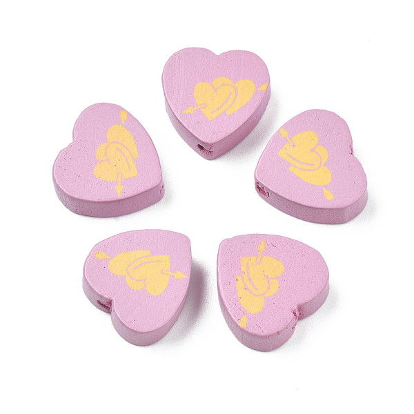 

PandaHall Spray Painted Maple Wood Beads, Printed, Heart, Plum, 16.5x17.5x6mm, Hole: 1.8mm, about 575pcs/500g Maple Wood Heart Purple