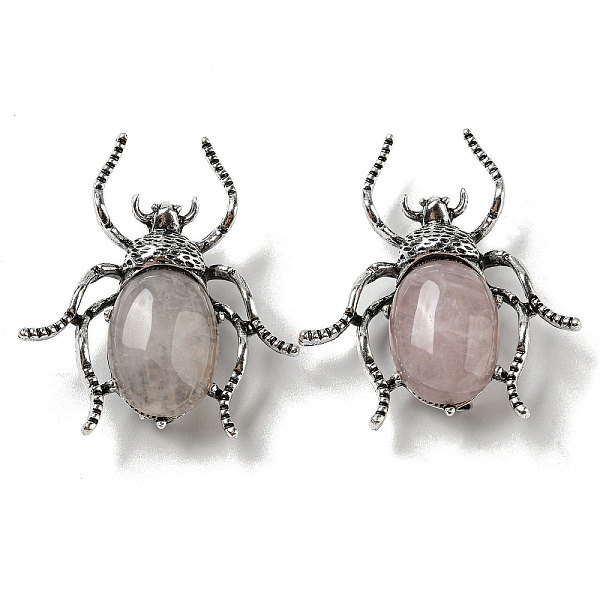 

PandaHall Dual-use Items Alloy Spider Brooch, with Natural Rose Quartz, Antique Silver, 42x38x12~13mm, Hole: 4.5x4mm Rose Quartz Spider