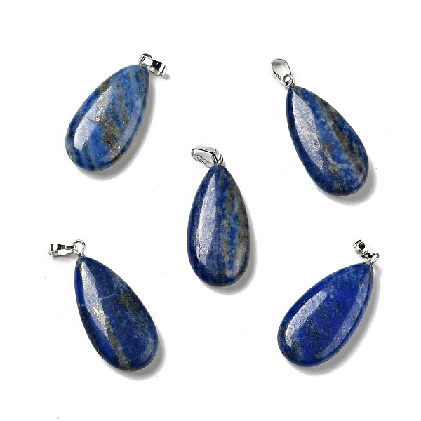 

PandaHall Natural Lapis Lazuli Pendants, with Platinum Tone Brass Findings, Teardrop, 33x15x7~7.5mm, Hole: 5x3.5mm Lapis Lazuli Teardrop