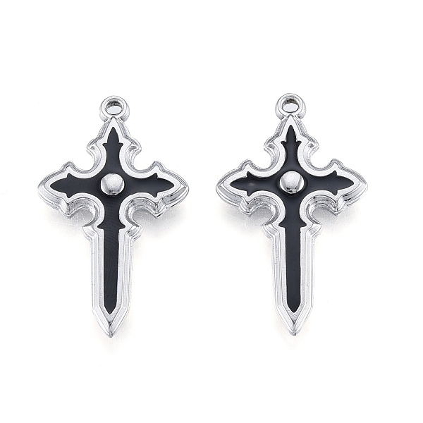 

PandaHall 304 Stainless Steel Pendants, with Enamel, Cross, Stainless Steel Color, 33.5x20x3.5mm, Hole: 1.5mm Stainless Steel+Enamel Cross..., Black