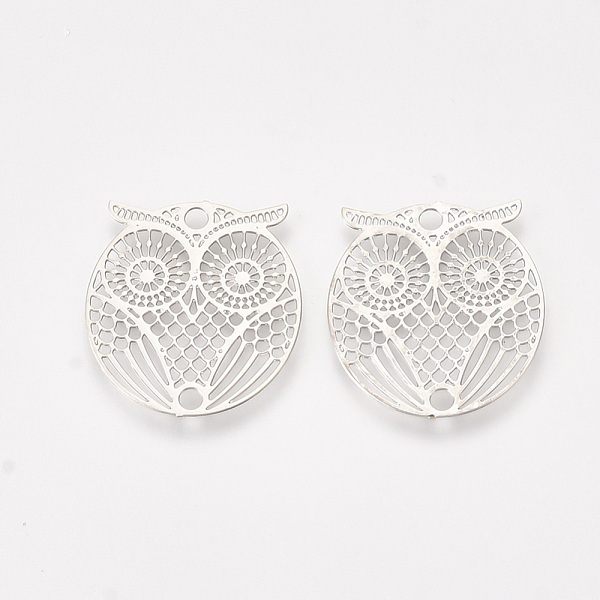

PandaHall Brass Links connectors, Etched Metal Embellishments, Owl, Platinum, 19x17x0.3mm, Hole: 1.6mm Brass Owl