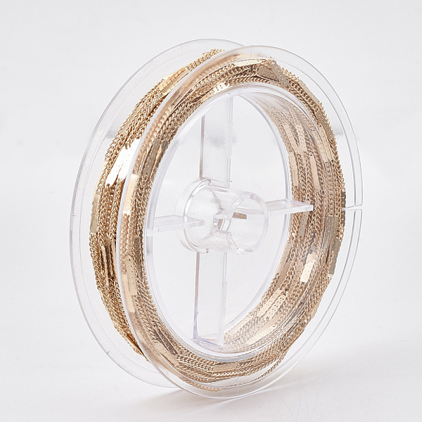 

PandaHall Soldered Brass Coated Iron Curb Chains, Twisted Chains, with Spool, Light Gold, 2x1.6x0.4mm, about 39.37 Feet(12m)/roll Iron