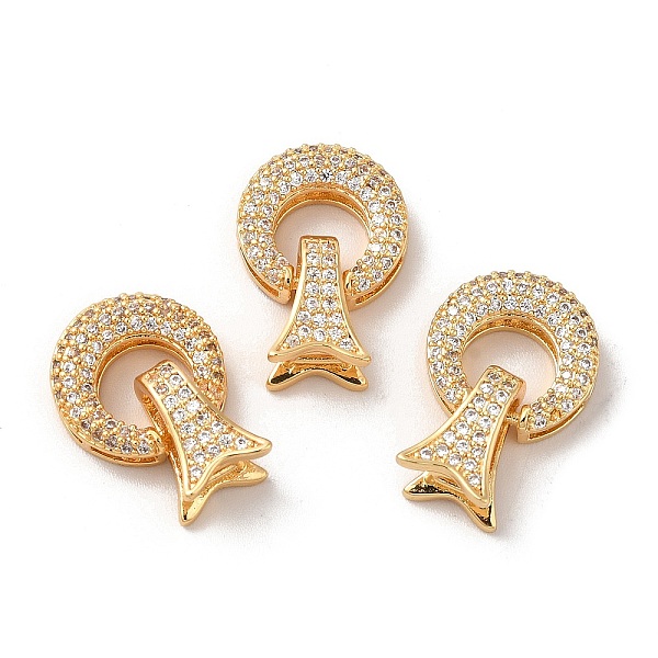 

PandaHall Brass Micro Pave Clear Cubic Zirconia Fold Over Clasps, Ring, Real 18K Gold Plated, Ring: 12.5x4mm, Hole: 3.7x0.7mm; Clasps...