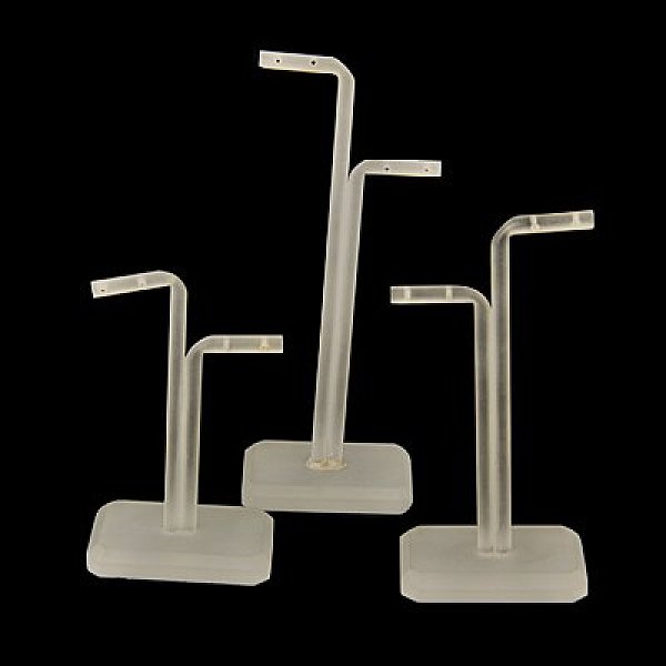PandaHall Organic Glass Earring Display Sets, Jewelry Tree Stand, White, 55x35x90~140mm Plastic White