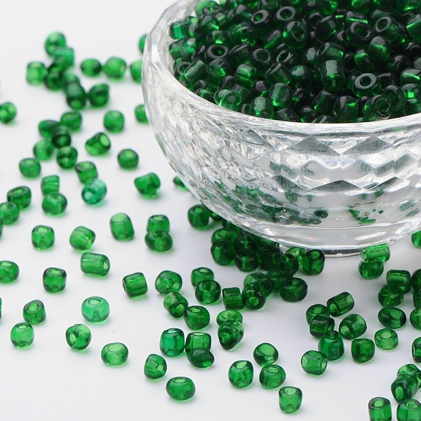 

PandaHall 6/0 Glass Seed Beads, Transparent Colours, Green, about 4mm in diameter, hole: 1mm, about 4500pcs/pound Glass Green