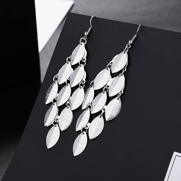 

PandaHall Metal Tassel Dangle Earrings, Leaf Alloy