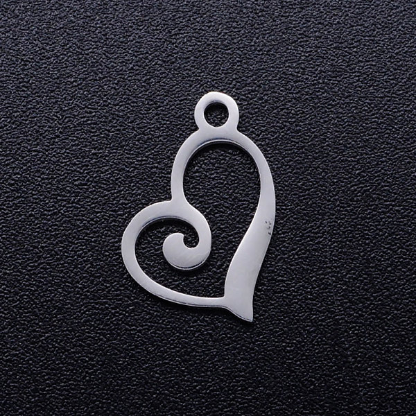 

PandaHall 304 Stainless Steel Heart Charms, Hollow, Laser Cut, Stainless Steel Color, 13x10x1mm, Hole: 1.4mm 304 Stainless Steel Heart