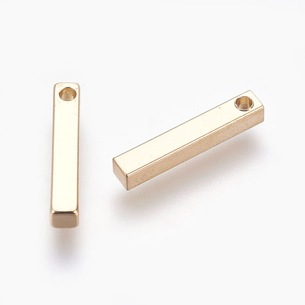 

PandaHall Brass Charms, Cuboid, Light Gold, 15x2.5x2.5mm, Hole: 1.4mm Brass Cuboid