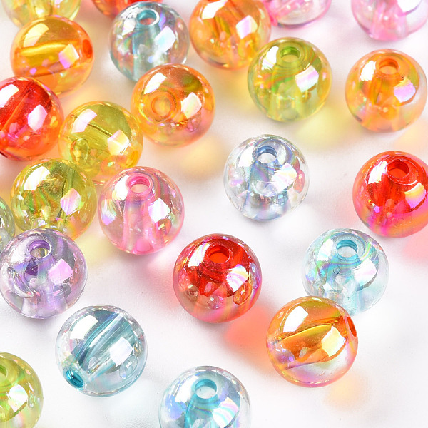 

PandaHall Transparent Acrylic Beads, AB Color Plated, Round, Mixed Color, 10x9mm, Hole: 2mm, about 940pcs/500g Acrylic Round Multicolor