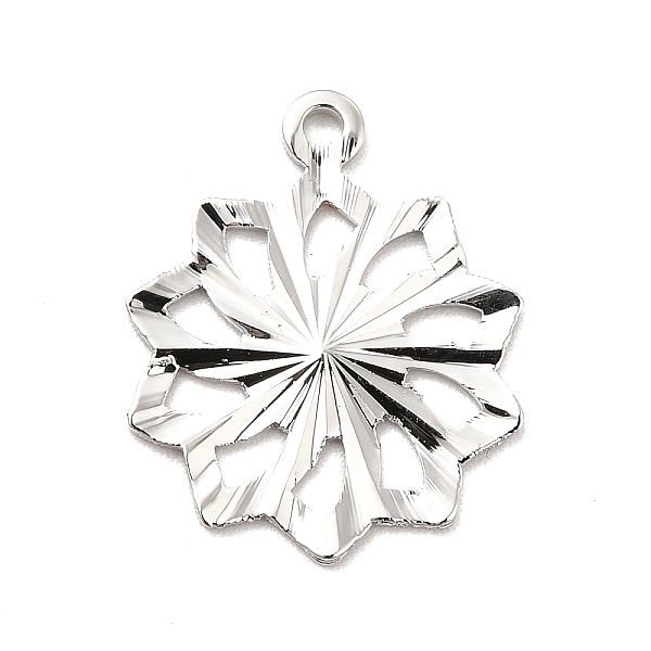 

PandaHall Rack Plating Brass Pendants, Long-Lasting Plated, Flower Charm, Platinum, 18x14.5x1mm, Hole: 1.2mm Brass Flower