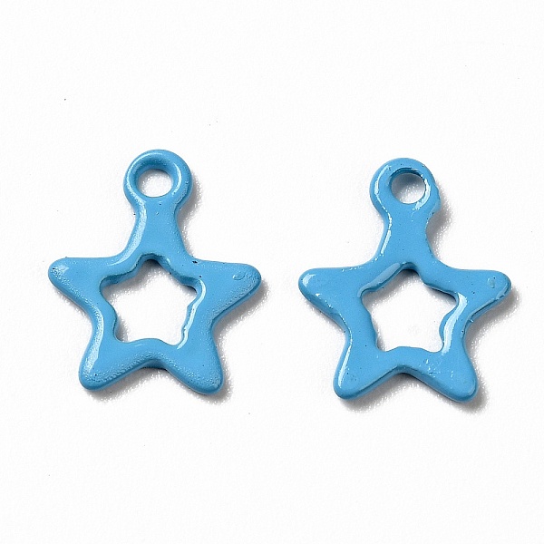 

PandaHall Spray Painted 201 Stainless Steel Charms, Star Charms, Deep Sky Blue, 10.5x9x1mm, Hole: 1.2mm 201 Stainless Steel Star