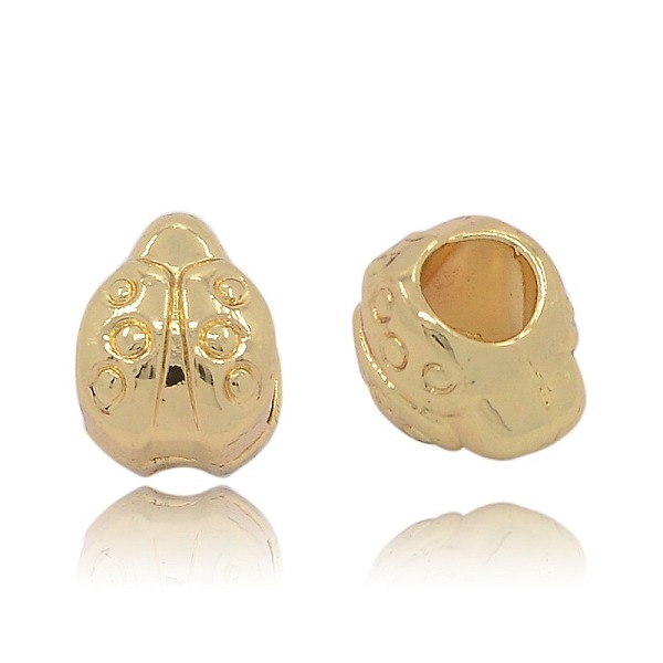 

PandaHall Nickel Free & Lead Free Golden Alloy European Beads, Long-Lasting Plated, Large Hole Ladybug Beads, 10x7x8mm, Hole: 5mm Alloy...