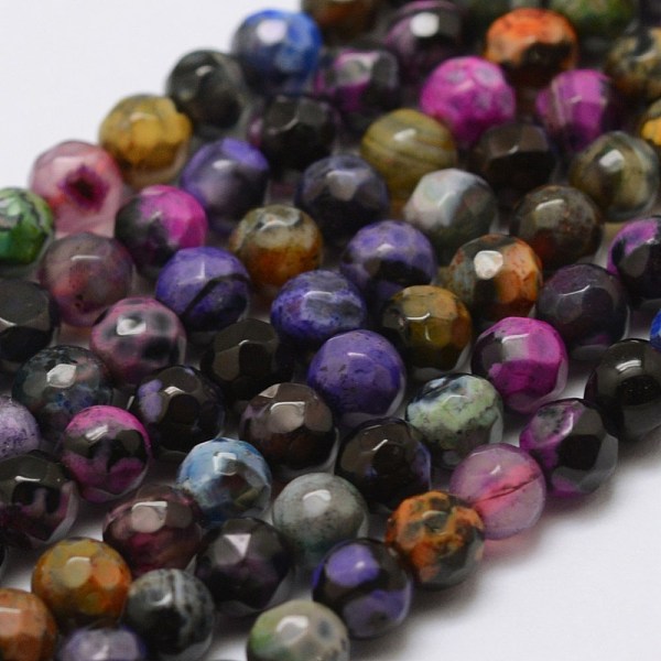 

PandaHall Faceted Natural Fire Crackle Agate Beads Strands, Round, Dyed & Heated, Colorful, 4mm, Hole: 0.8mm, about 90~92pcs/strand, 14 inch...