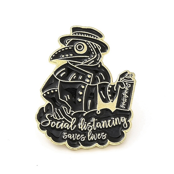

PandaHall Plague Doctor Enamel Pin, Light Gold Alloy Word Social Distancing Saves Lives Brooch for Clothes Backpack, Black, 30.5x24x1.5mm...