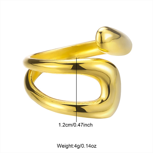 Stainless Steel Hollow Geometric Shape Open Ring