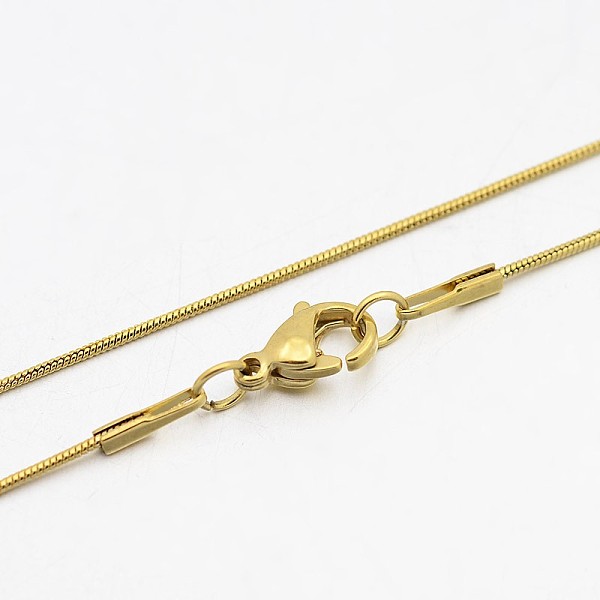 

PandaHall Herringbone Chain Necklace for Men, 304 Stainless Steel Round Snake Chain Necklaces, with Lobster Claw Clasps, Golden, 0.8mmx18...
