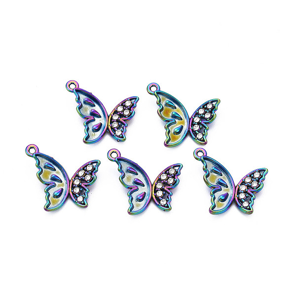 

PandaHall Rainbow Color Alloy Pendants Cabochon Settings, with Cystal Rhinestone, Cadmium Free & Lead Free, Butterfly, Tray: 7x15mm..., Clear