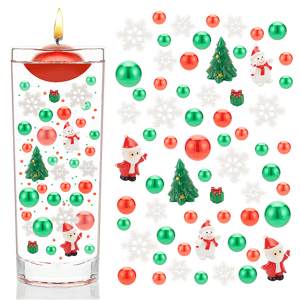 

PandaHall BENECREAT 149 PCS Christmas Vase Filler Pearls, Candle Filler, Father Christmas and Snowman Decorations, Resin Cabochon Snowflakes..., Multicolor
