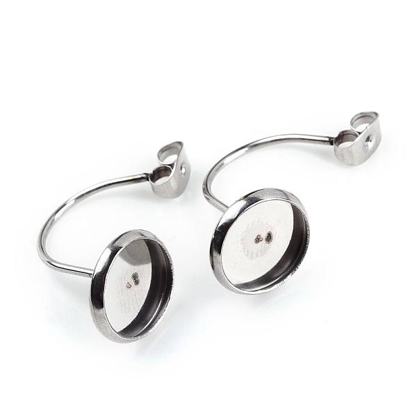 

PandaHall 304 Stainless Steel Ear Nuts, Friction Earring Backs for Stud Earrings, with Flat Round Trays, Stainless Steel Color, Tray...