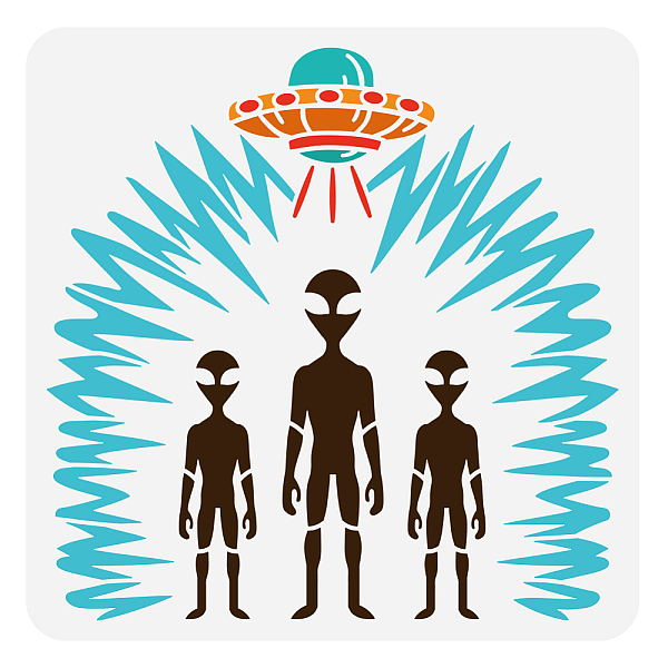 

PandaHall FINGERINSPIRE Alien UFO Painting Stencil 11.8x11.8 inch Reusable Aliens Pattern Drawing Template UFO Spaceship Stencil for...