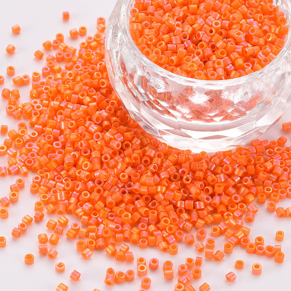 

PandaHall Frosted Glass Cylinder Beads, Seed Beads, Opaque Colours Rainbow, Round Hole, Coral, 1.5~2x1~2mm, Hole: 0.8mm, about 8000pcs/bag..., Red
